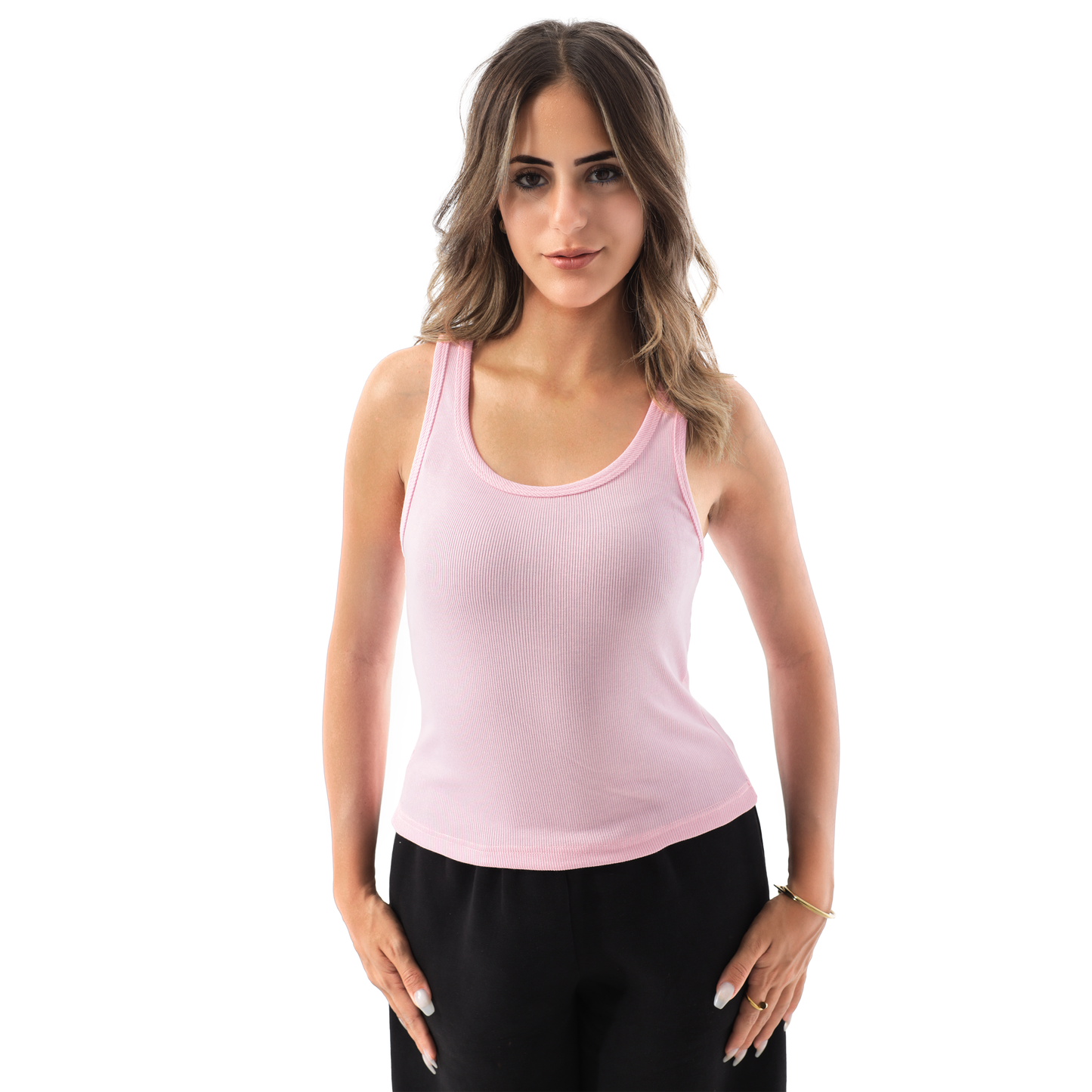 RIBBED TANK TOP WIDE NECK