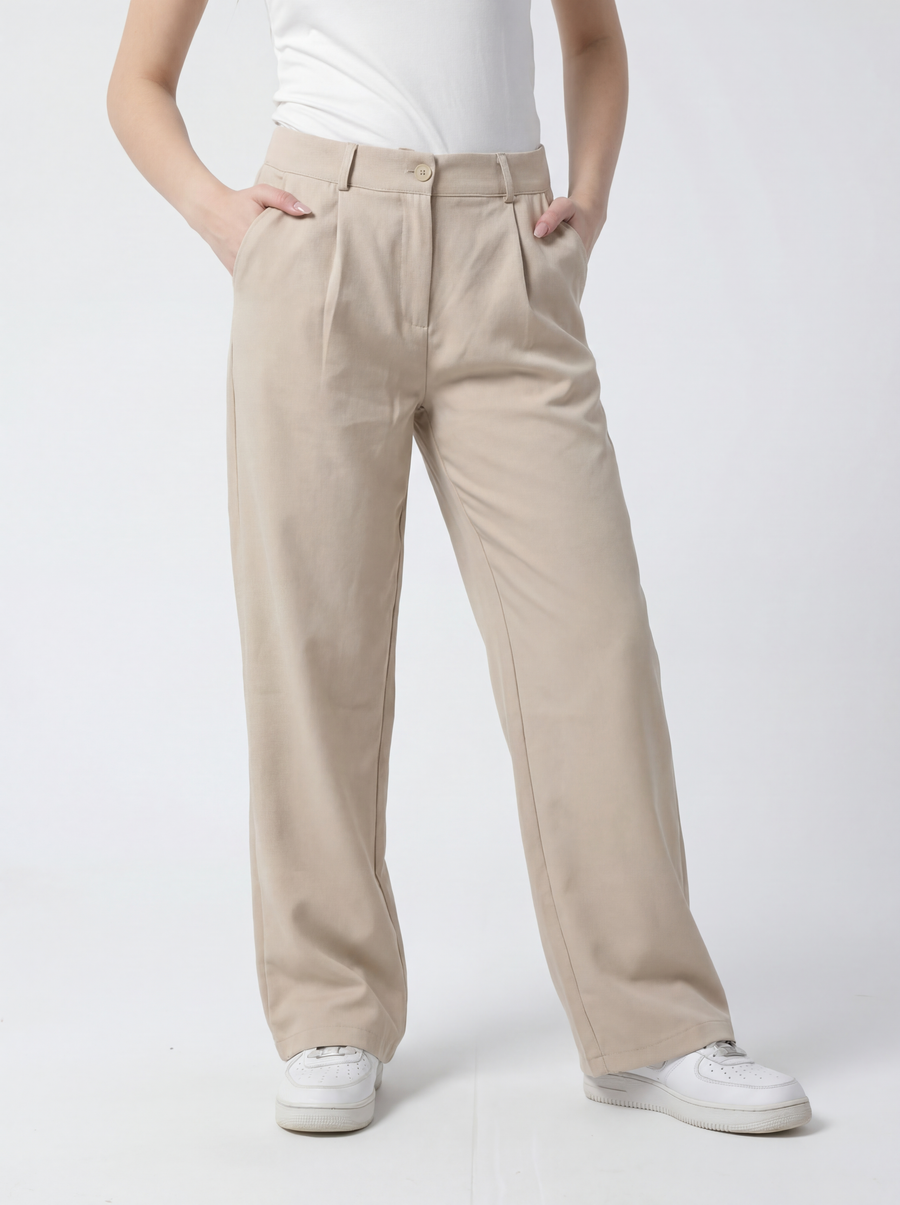 Relaxed Flow Pants - Beige