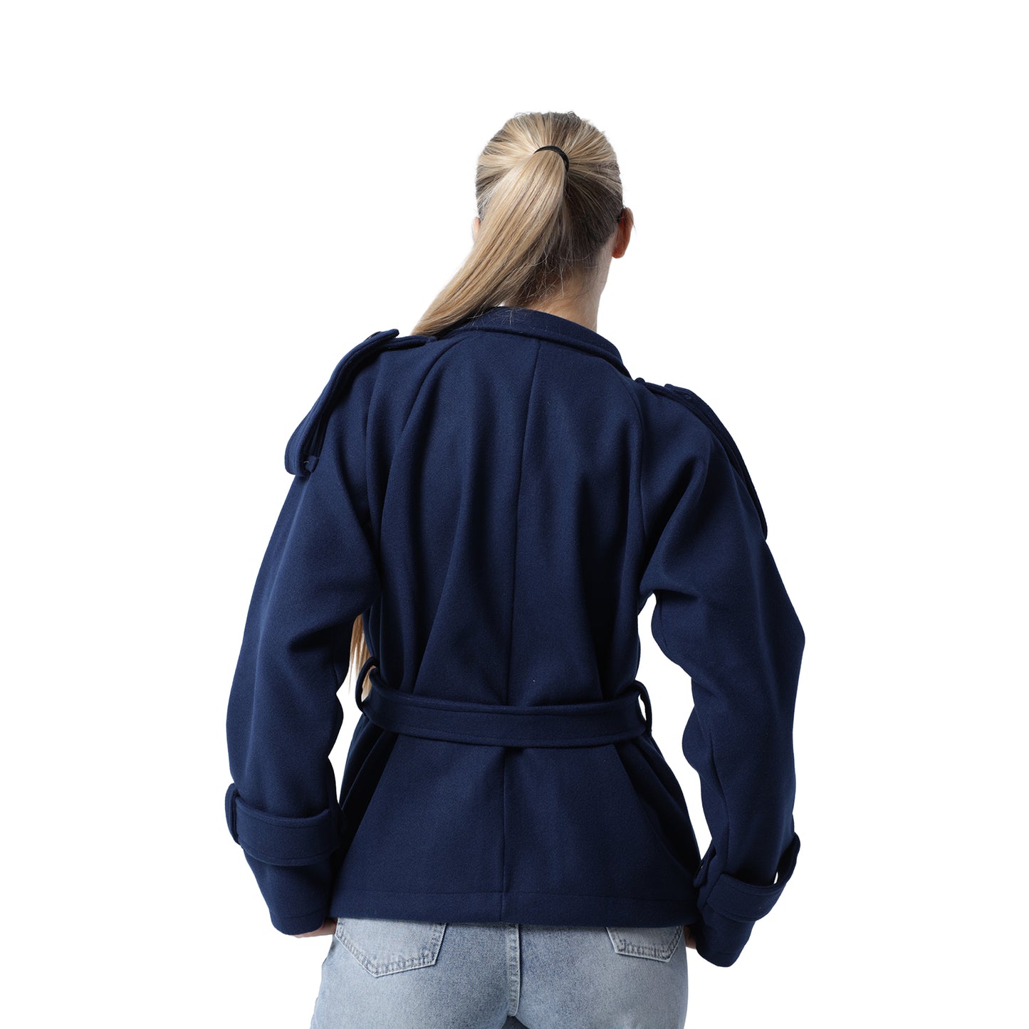 Wool Blend Coat Navy Blue