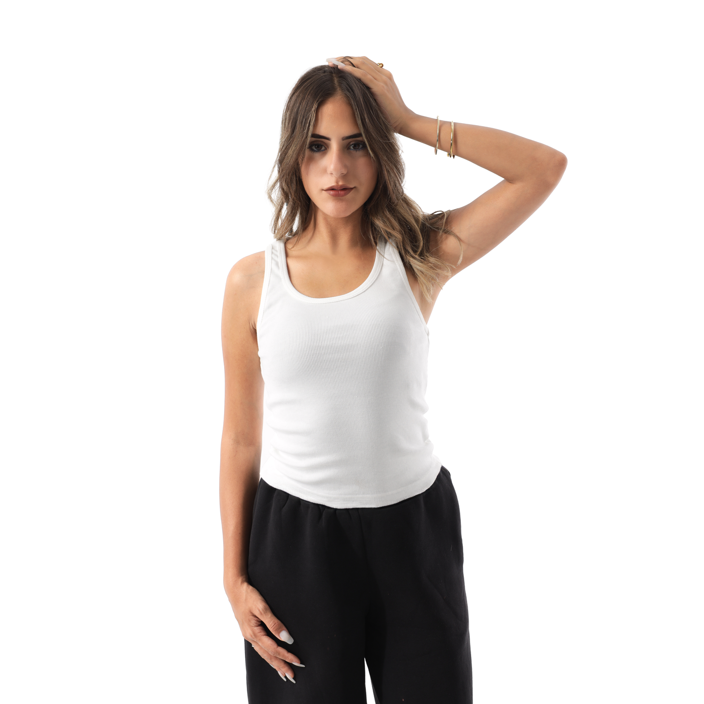 RIBBED TANK TOP WIDE NECK