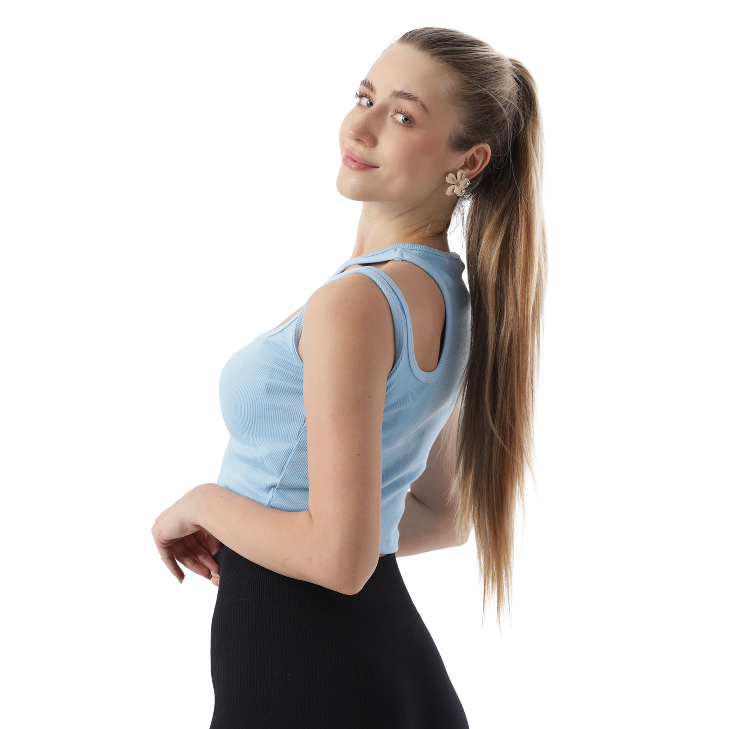 RIBBED CUT OUT SHOULDER