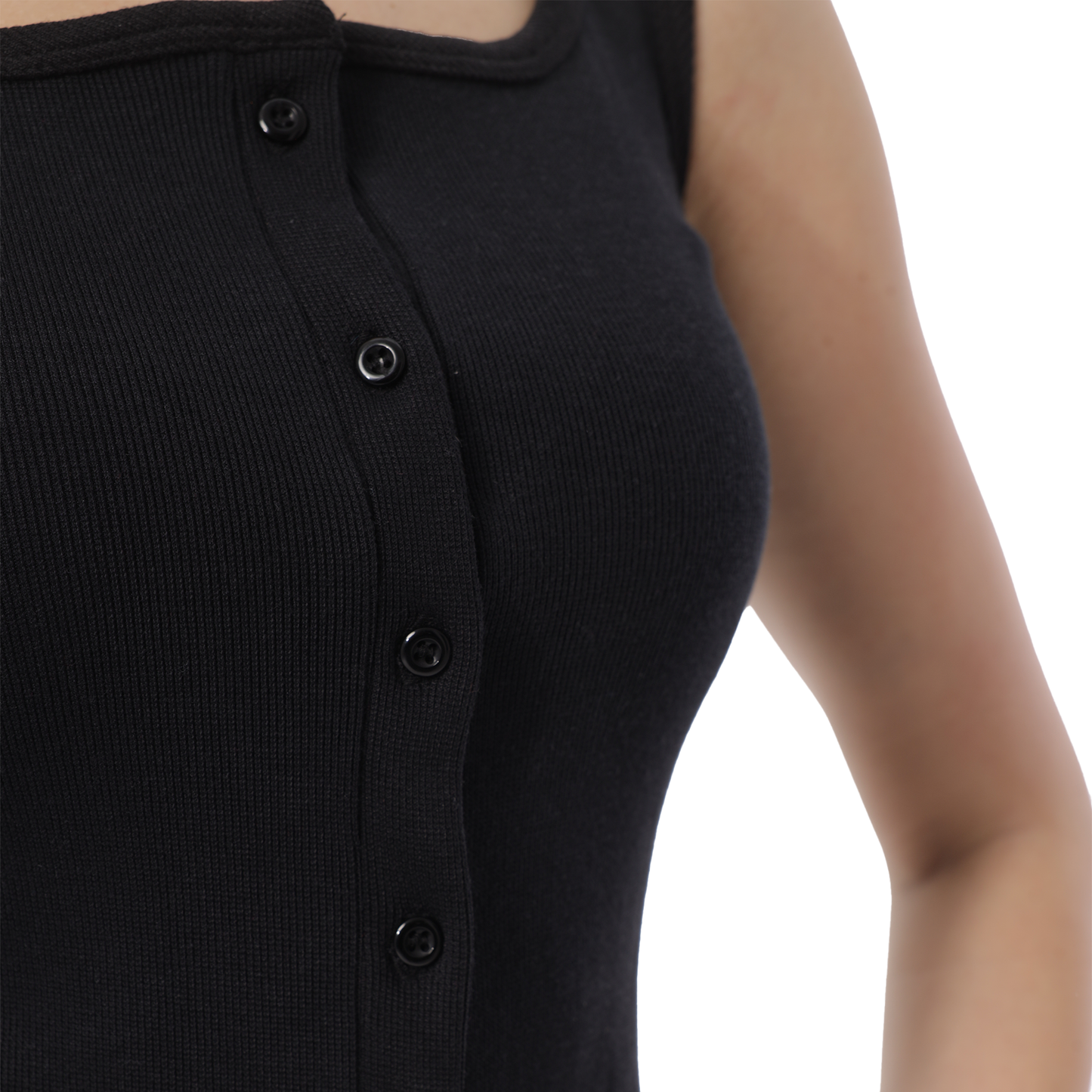 RIBBED FULL BUTTON TANK TOP