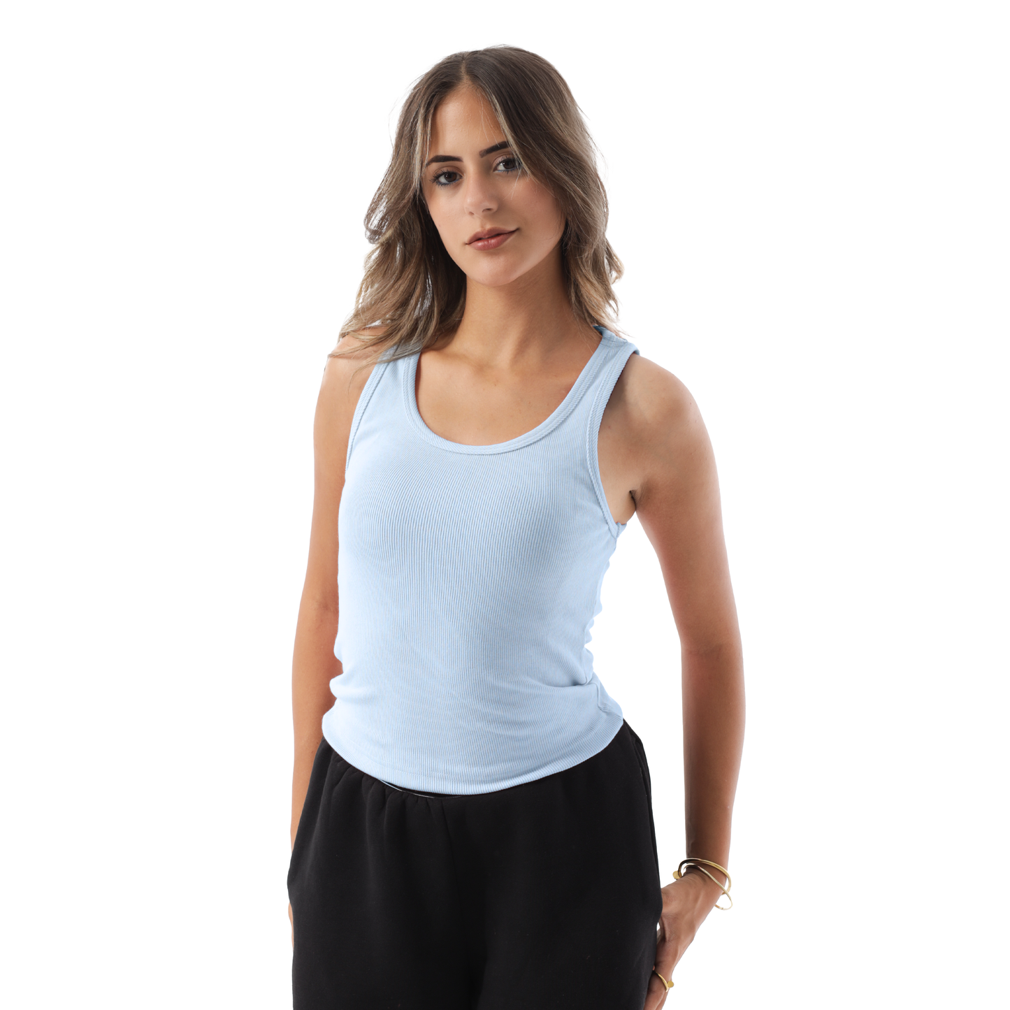 RIBBED TANK TOP WIDE NECK