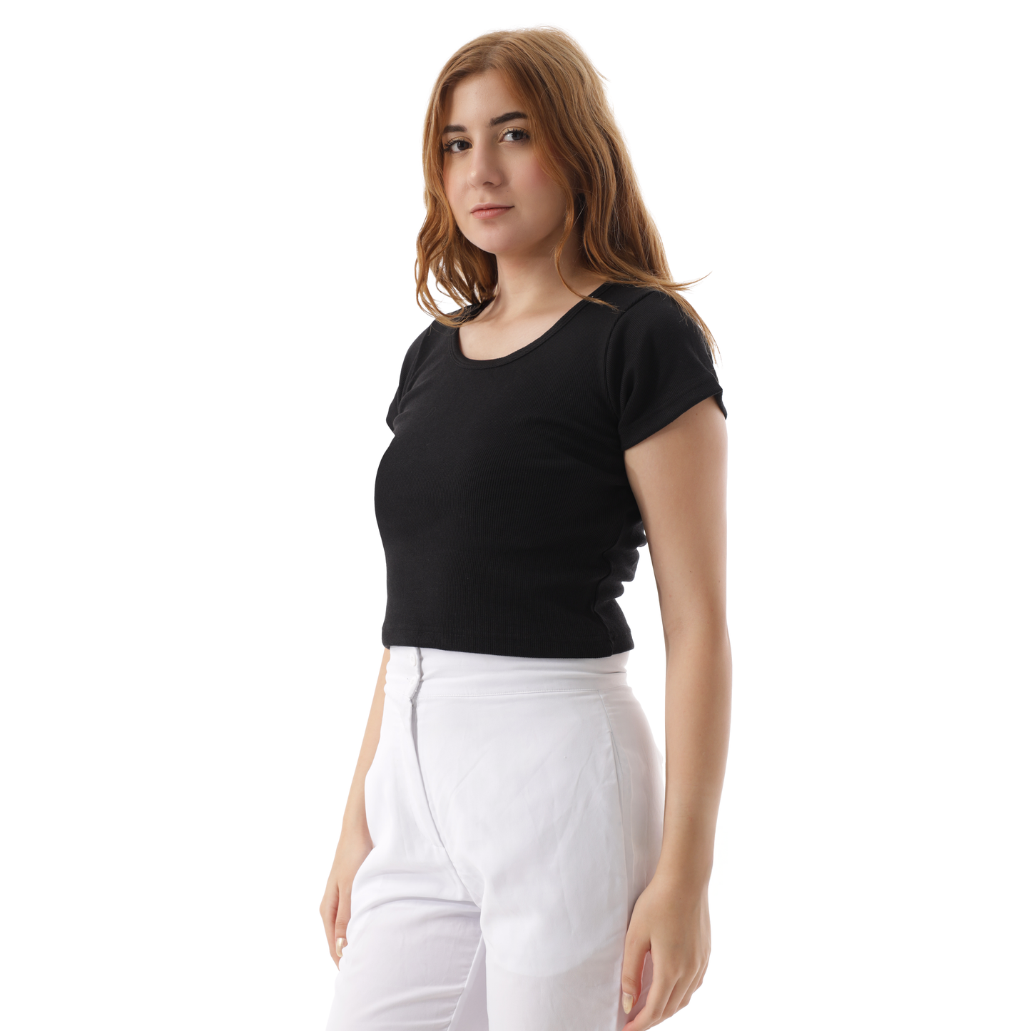 RIBBED WIDE NECK SHORT SLEEVE