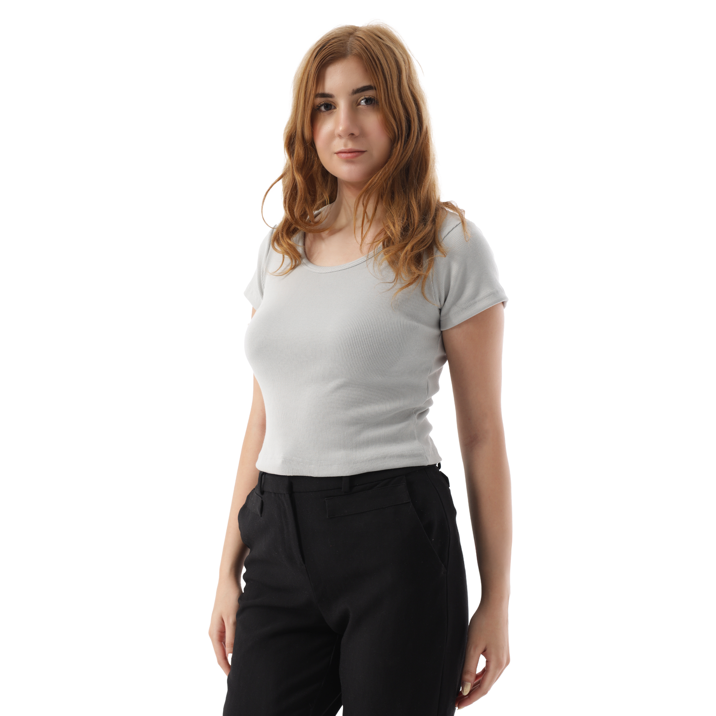 RIBBED WIDE NECK SHORT SLEEVE