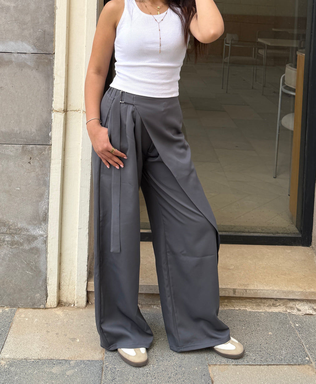 Flowy Wrap Pants - Dark Gray