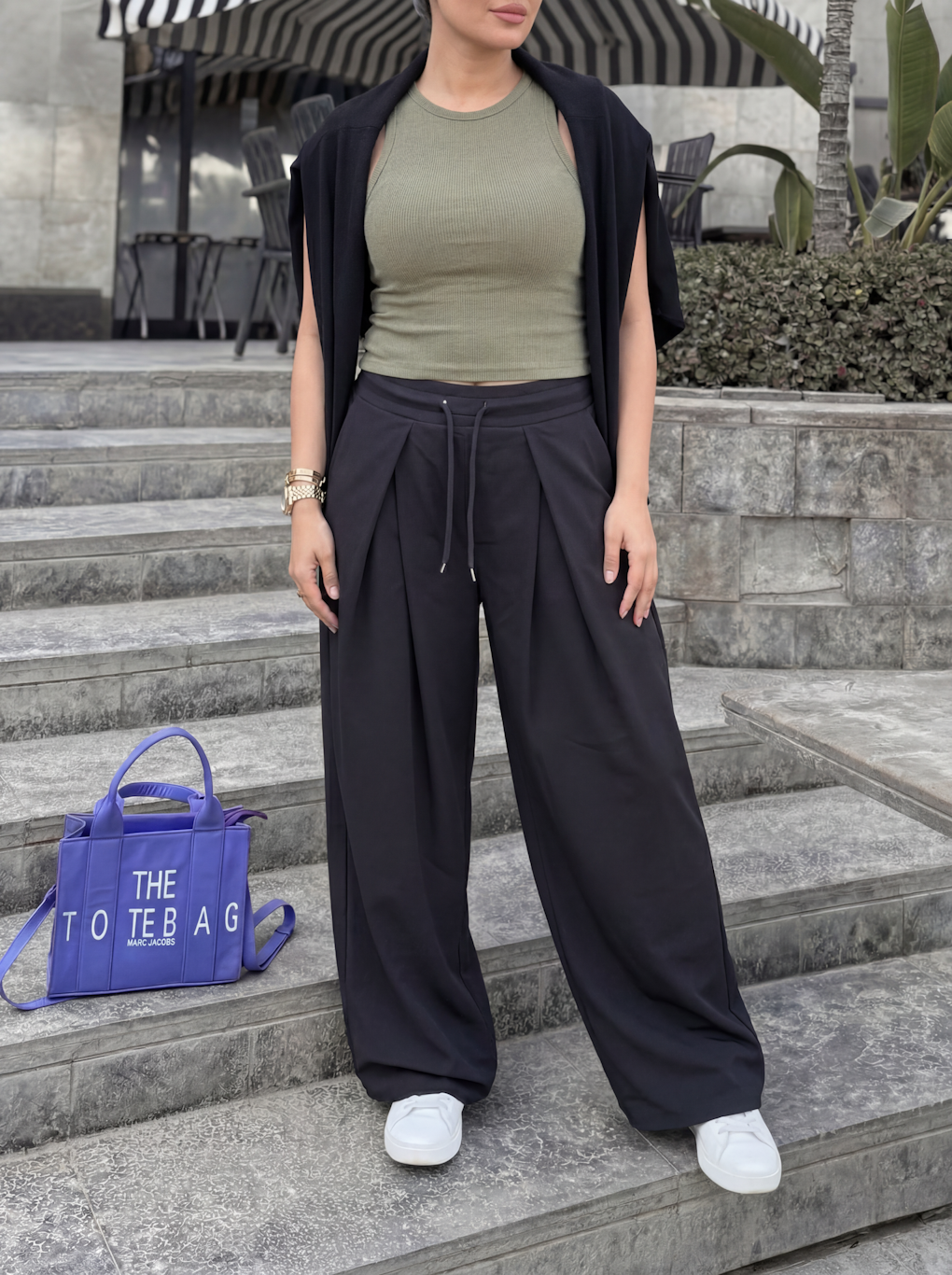 Cloud Wide-Leg Sweatpants - Black