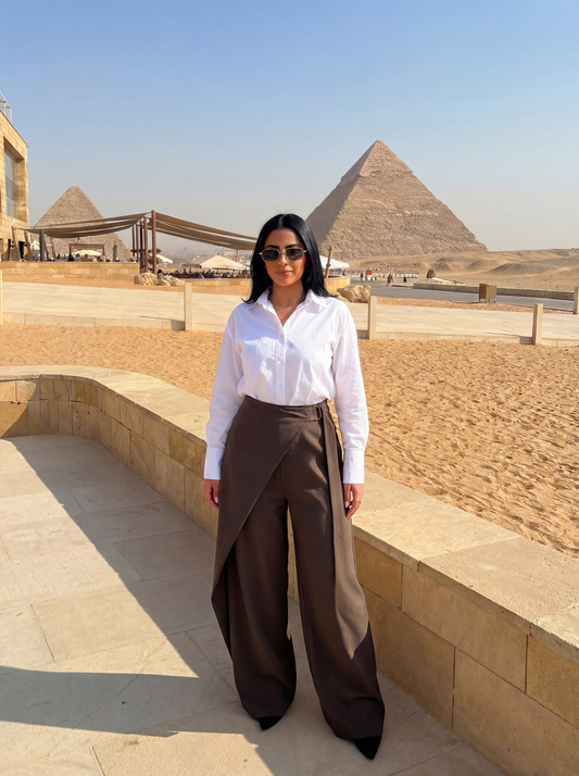 Flowy Wrap Pants - Brown