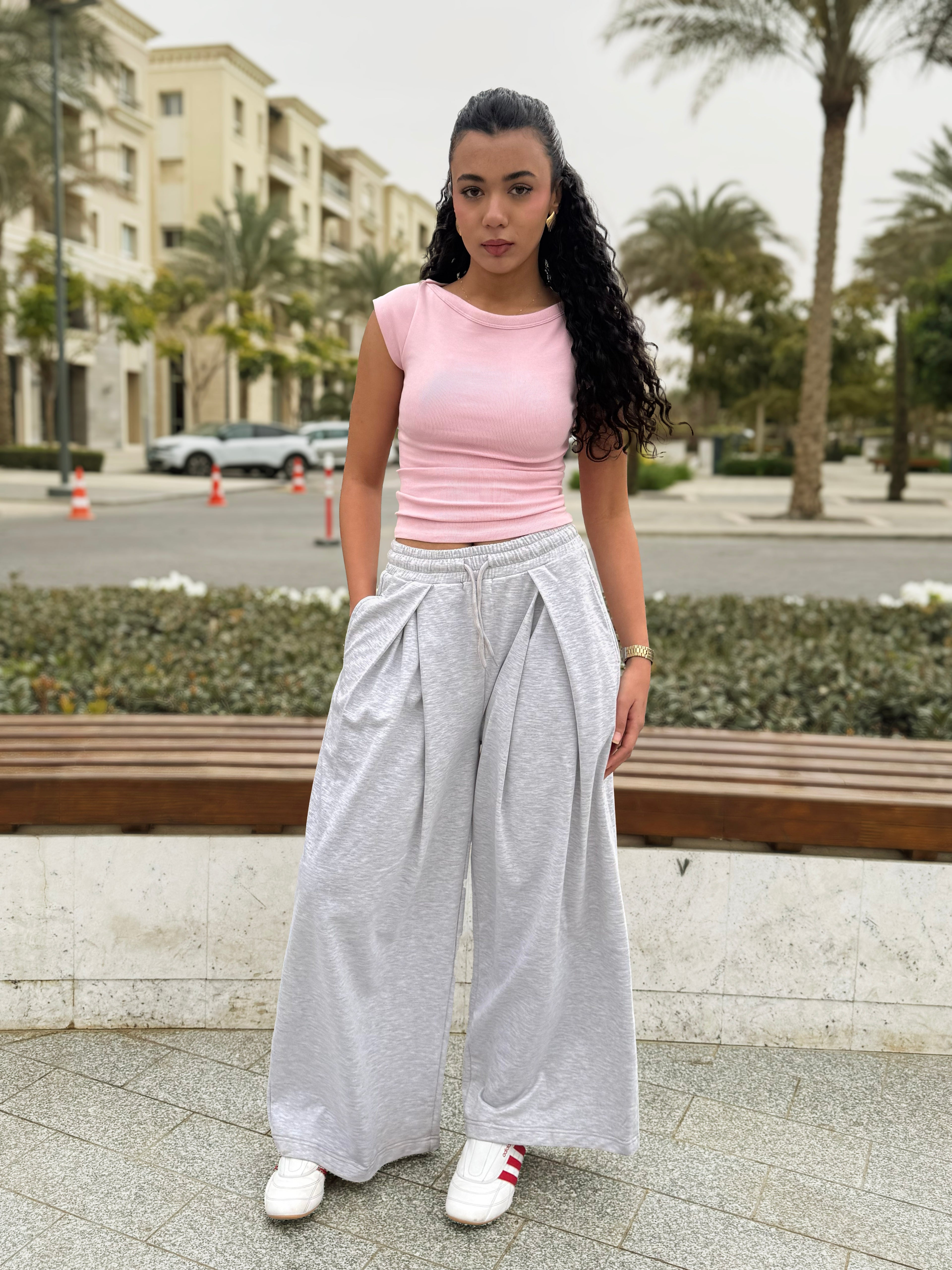 Cloud Wide-Leg Sweatpants - Heather Grey