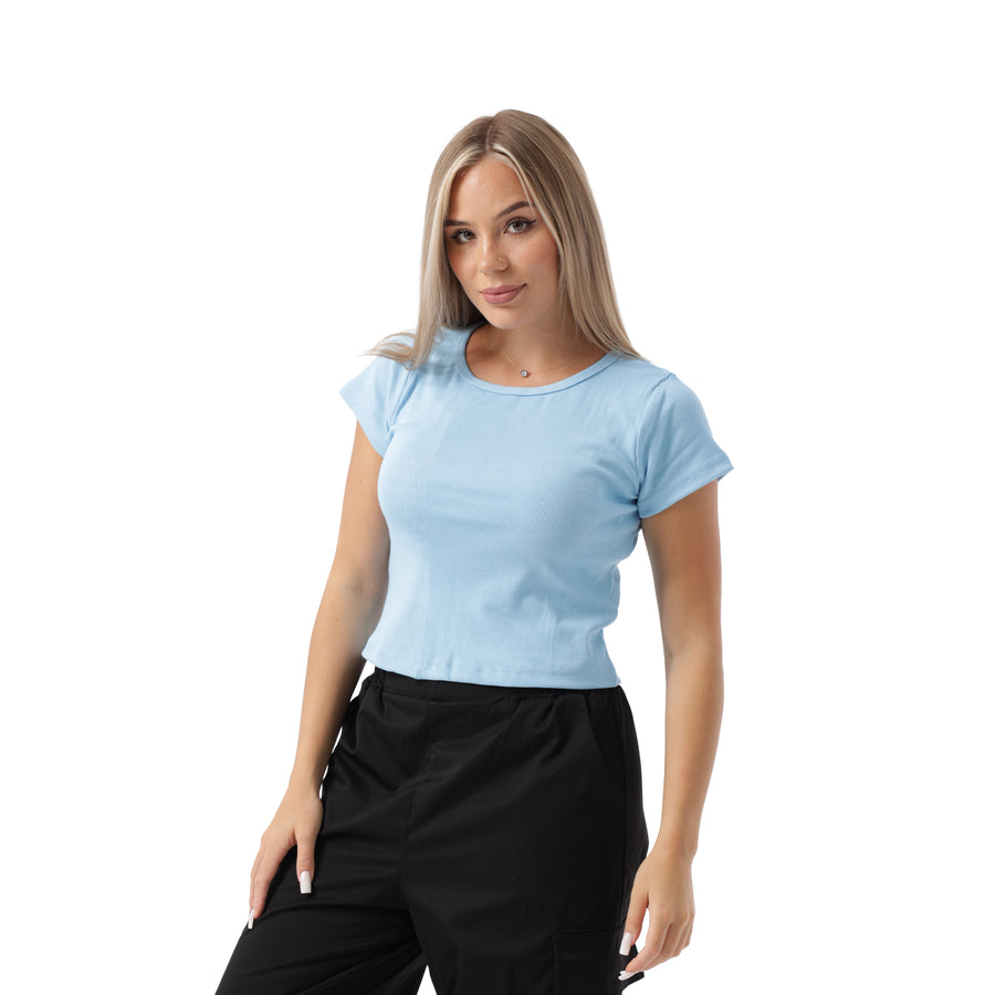 RIBBED WIDE NECK SHORT SLEEVE