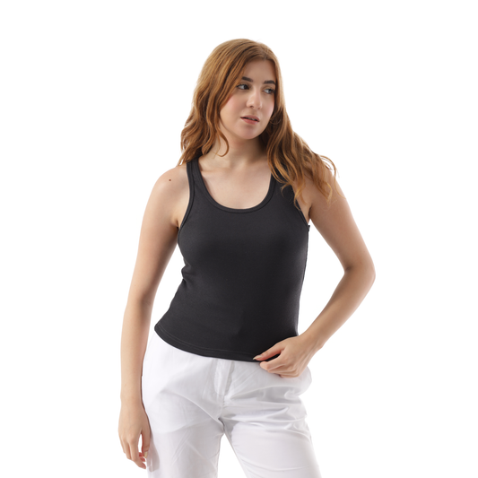 RIBBED TANK TOP WIDE NECK
