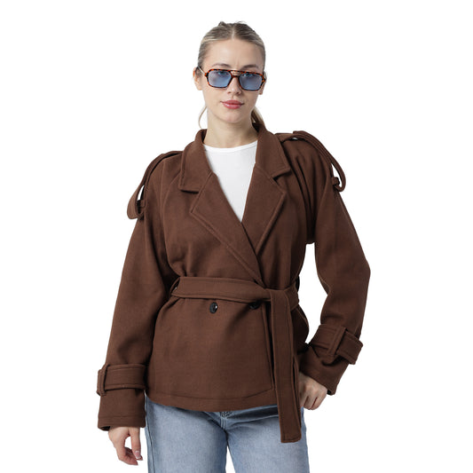 Wool Blend Coat Brown