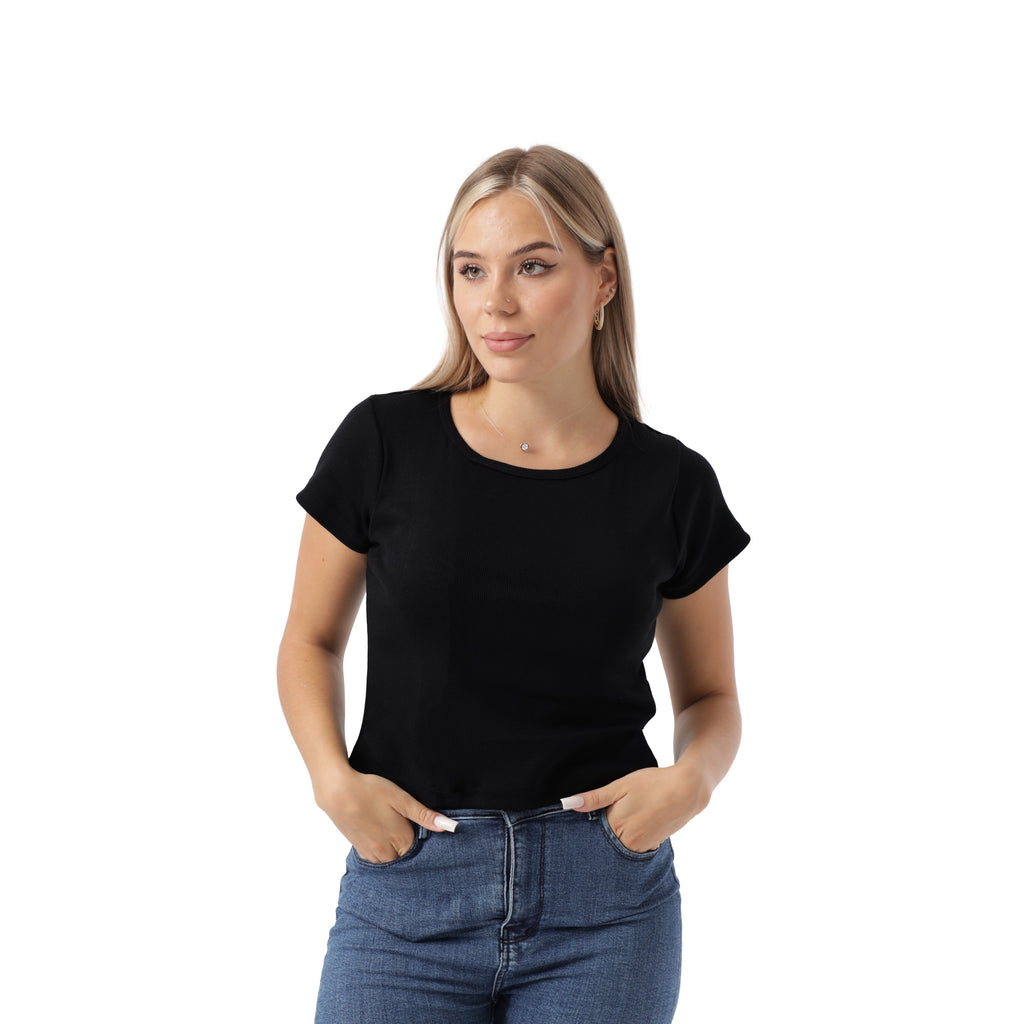 RIBBED WIDE NECK SHORT SLEEVE