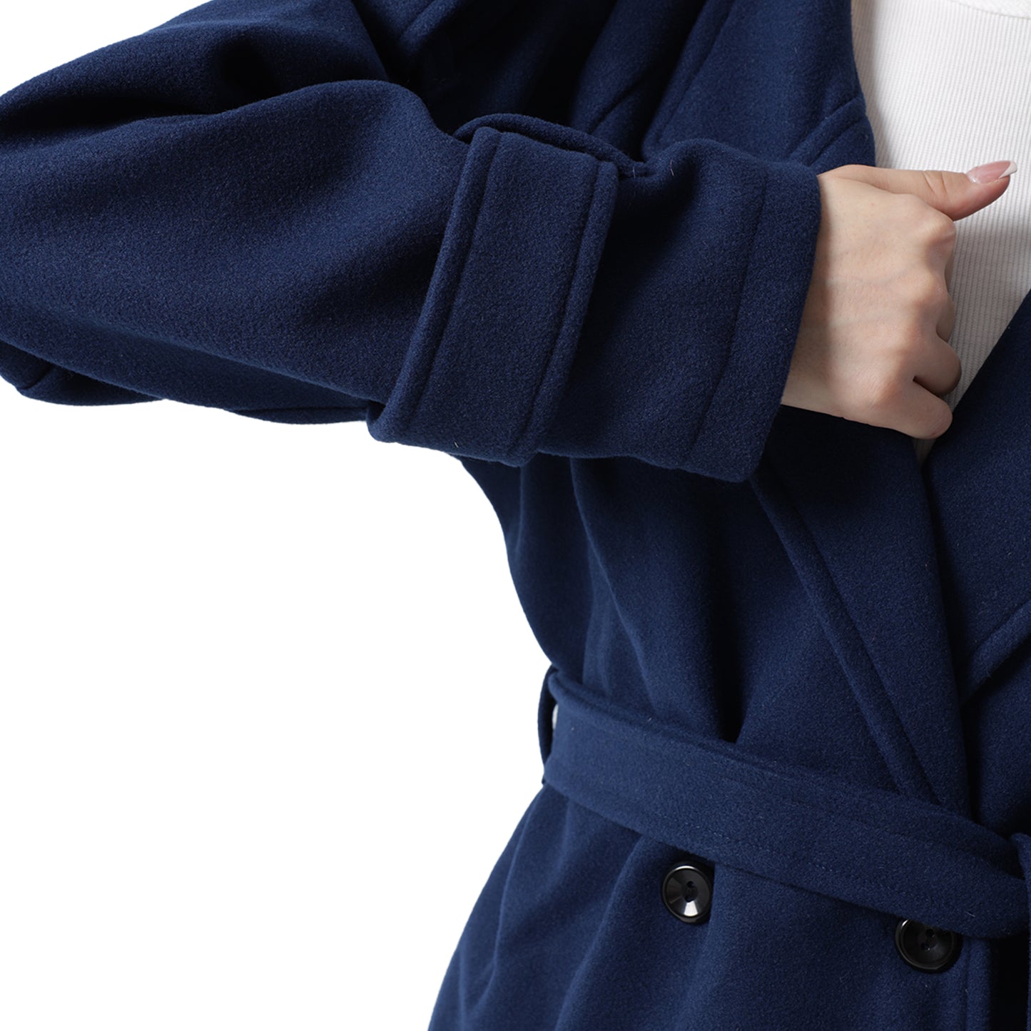 Wool Blend Coat Navy Blue