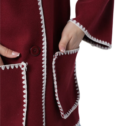 Fringe Scarf Coat Burgandy