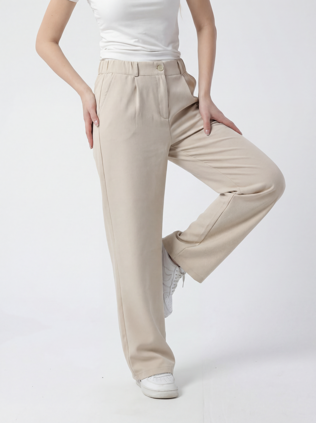 Relaxed Flow Pants - Beige