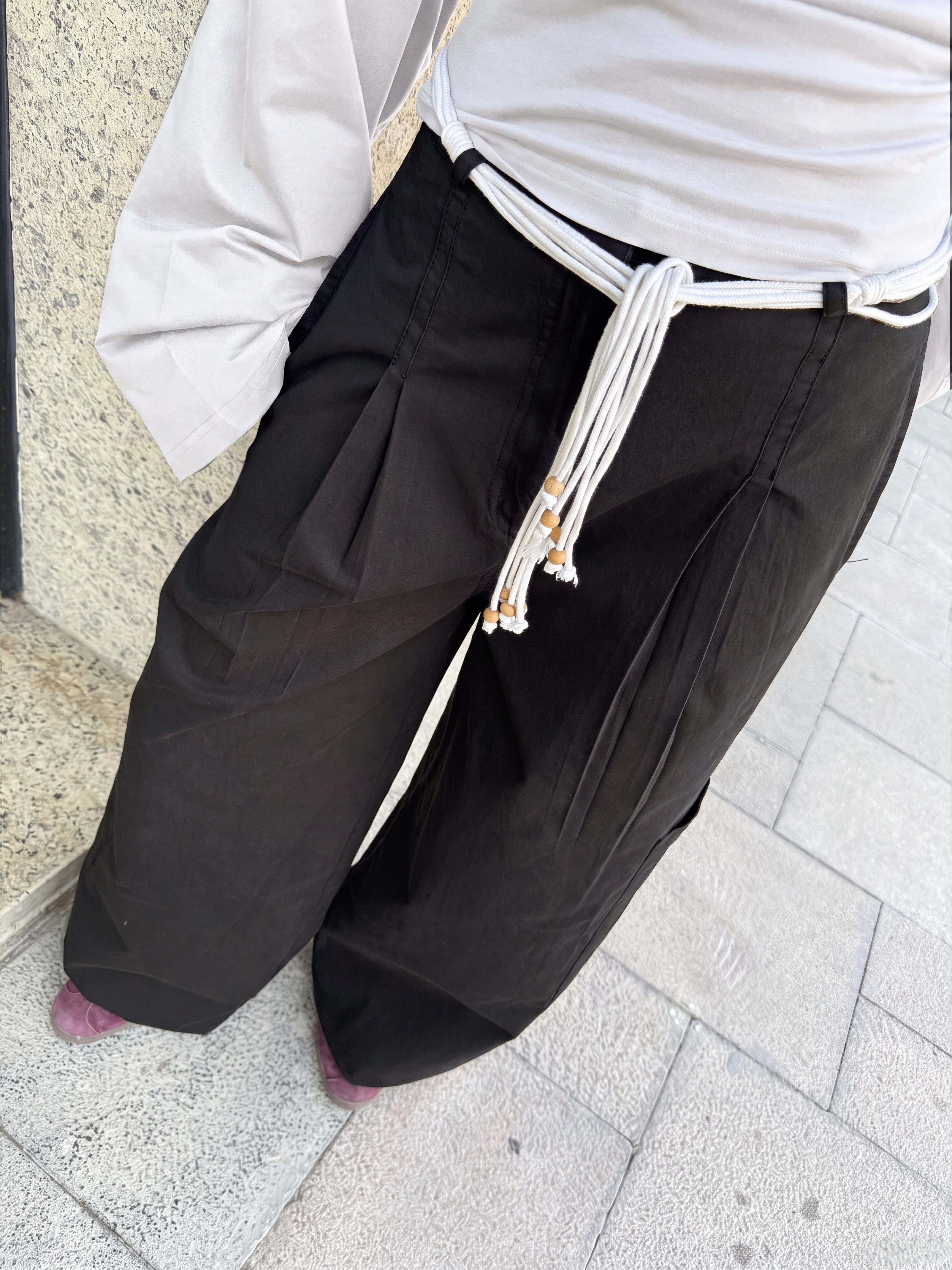 Cargo Wide-Leg Pants - Black