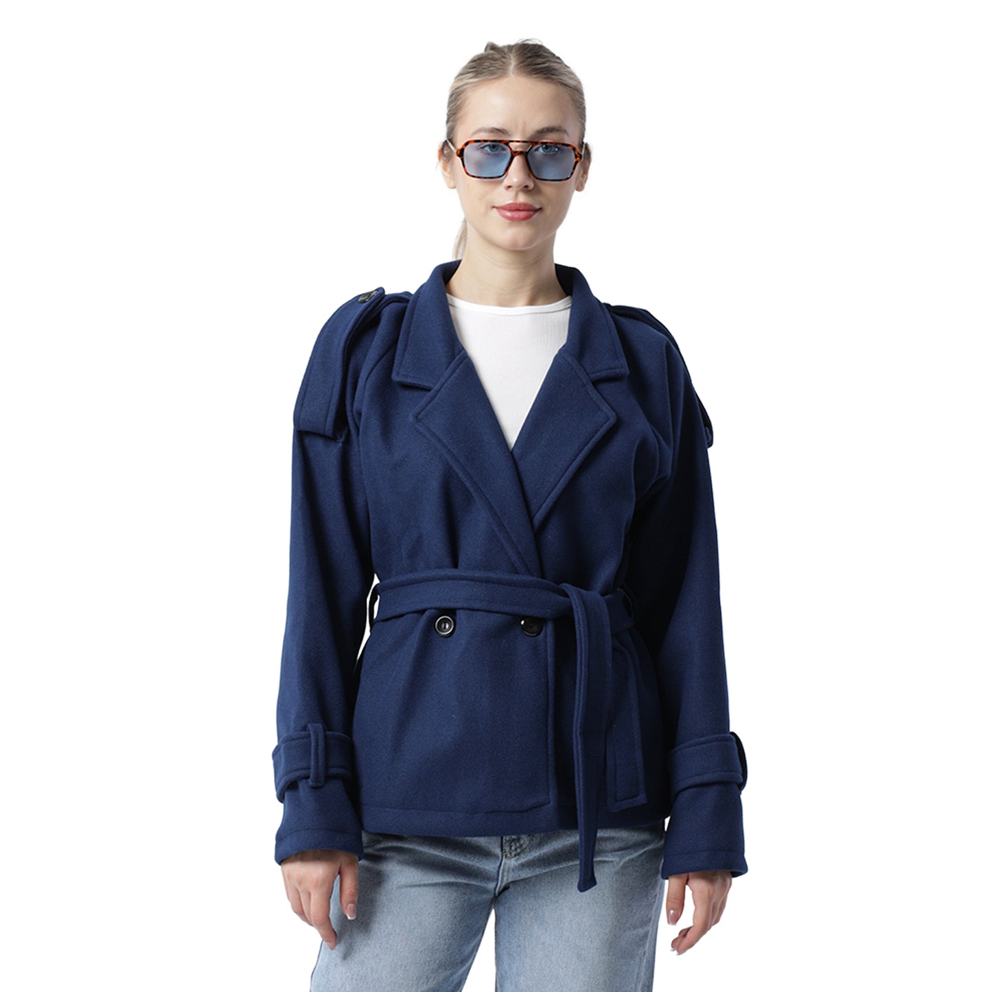 Wool Blend Coat Navy Blue