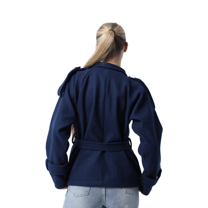 Wool Blend Coat Navy Blue