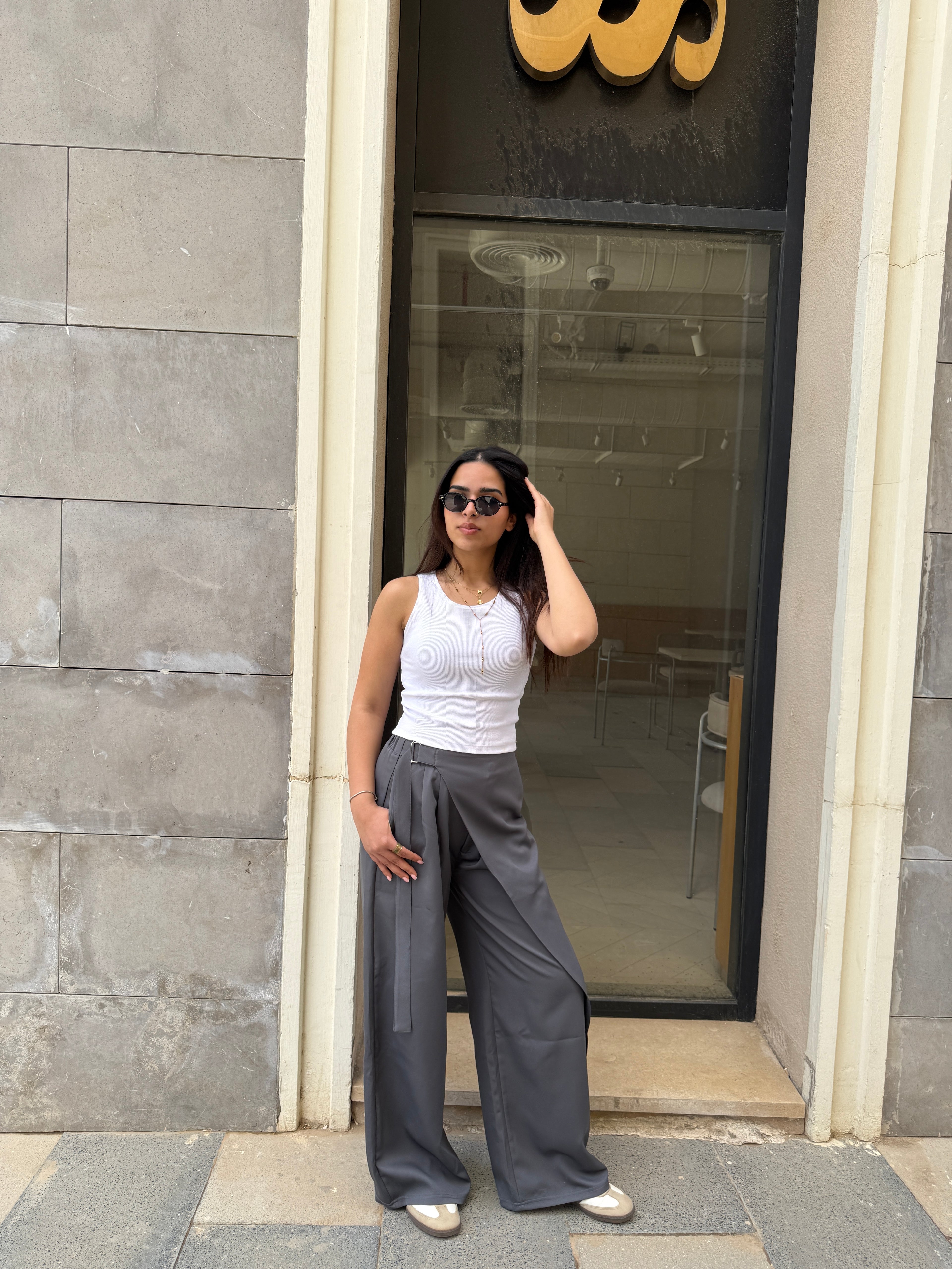 Flowy Wrap Pants - Dark Gray