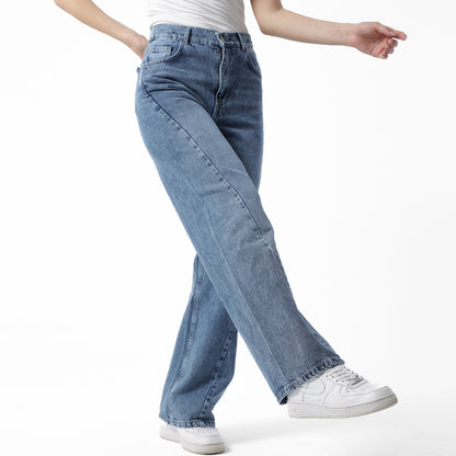 Lined-Wide-Leg Denim--Blue Vintage