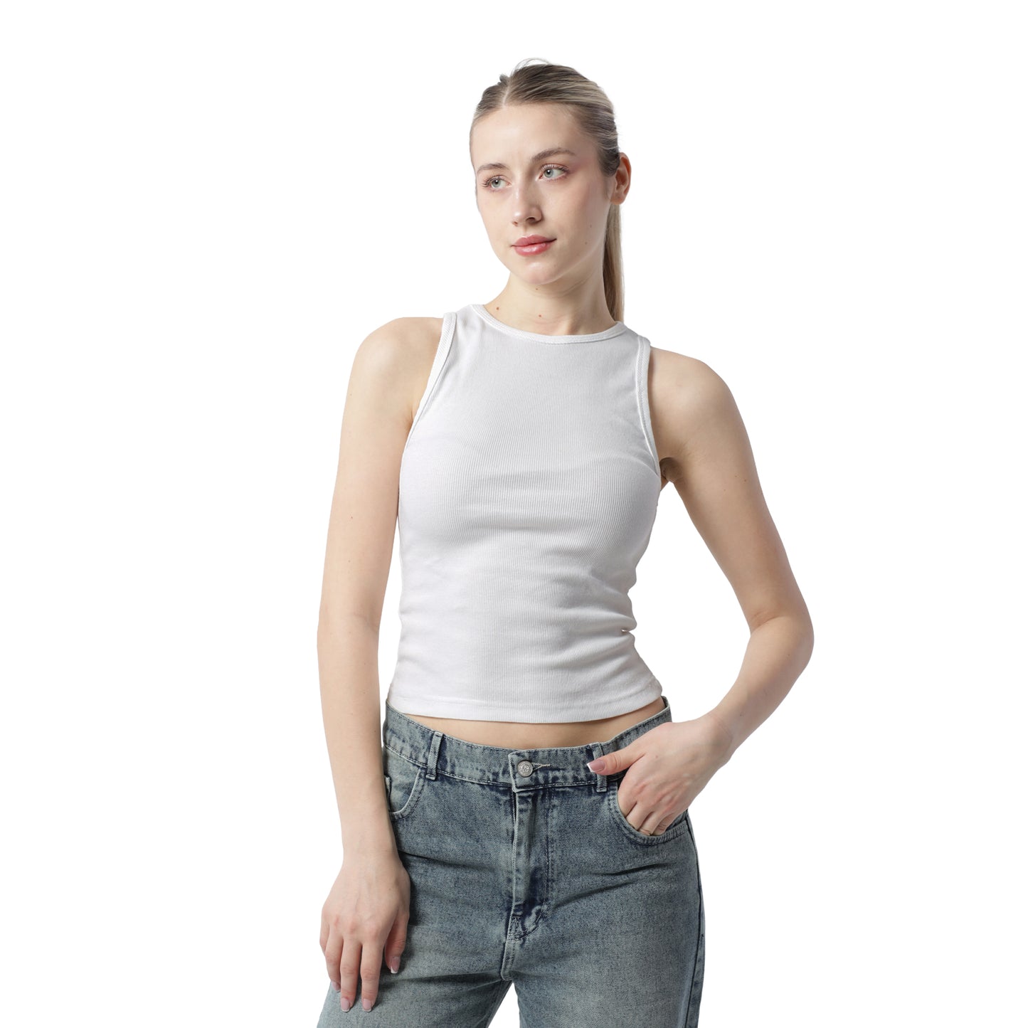 RIBBED TANK TOP ROUND NECK