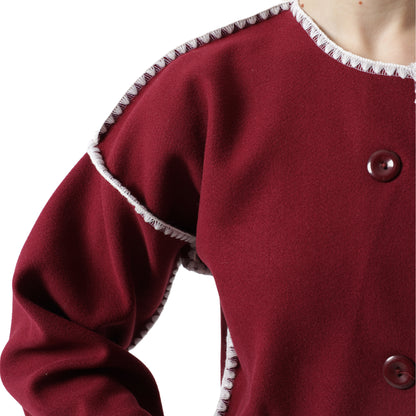 Fringe Scarf Coat Burgandy