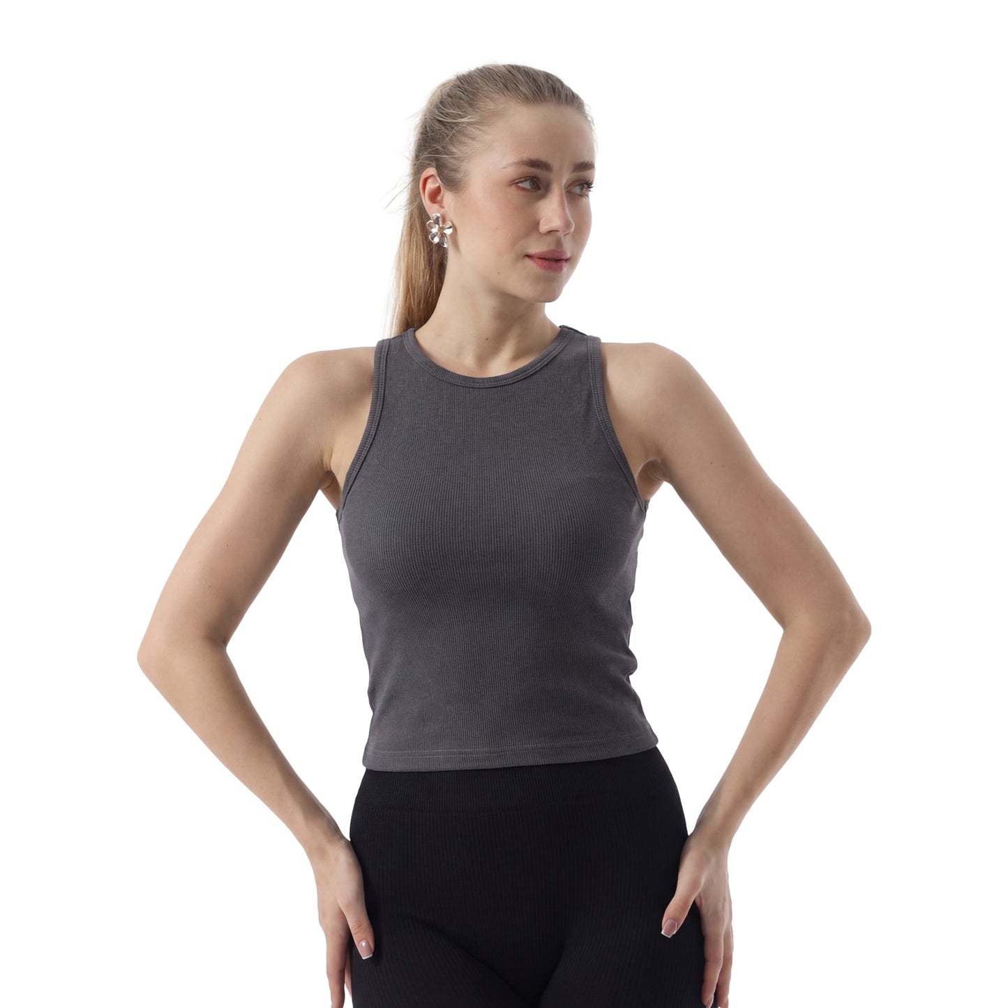 RIBBED TANK TOP ROUND NECK