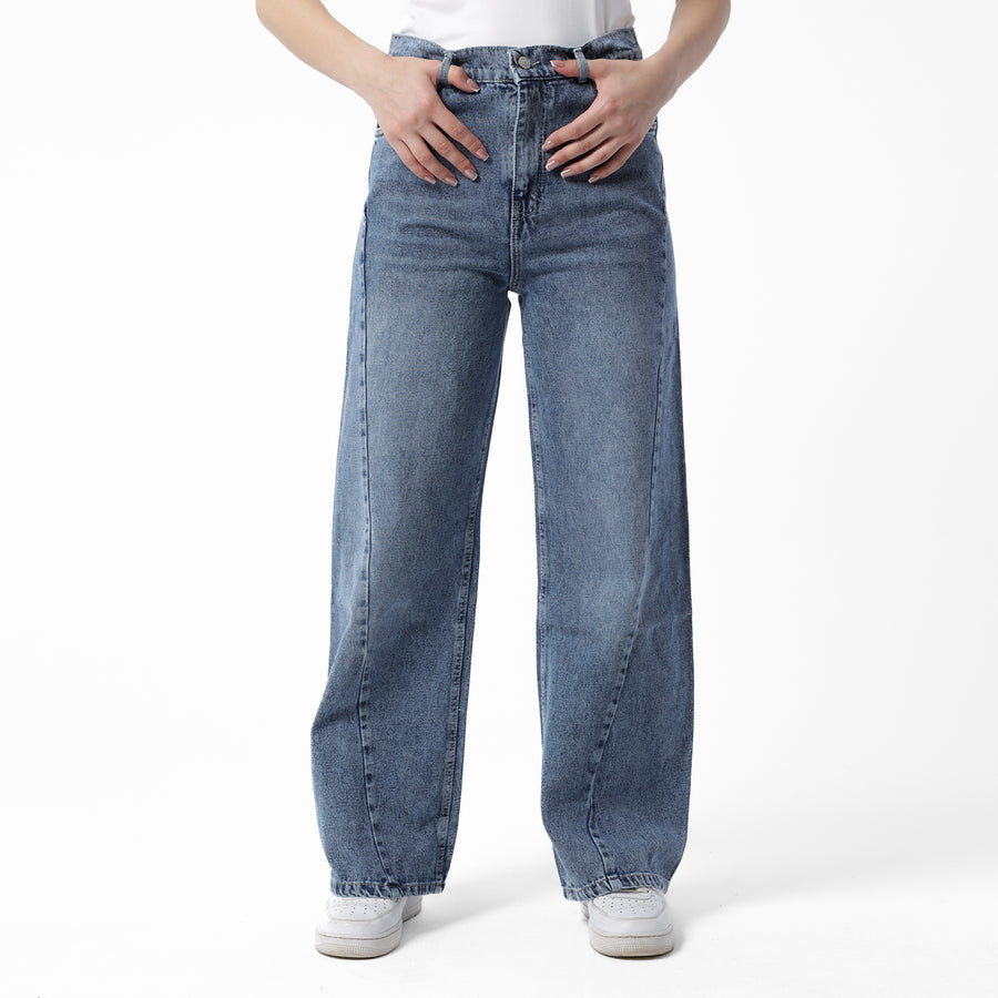 Lined-Wide-Leg Denim--Blue Vintage