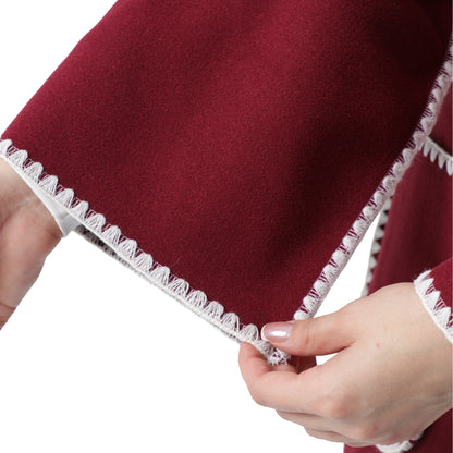 Fringe Scarf Coat Burgandy