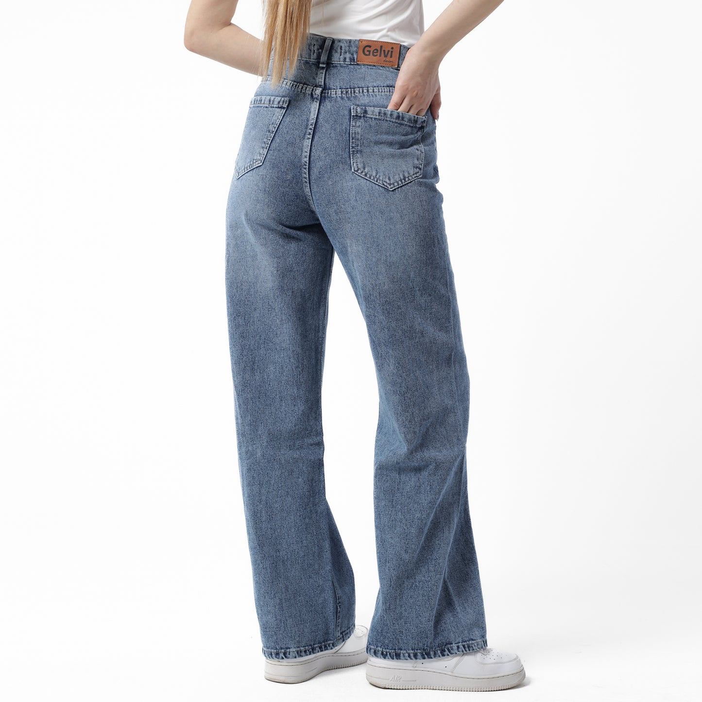 Lined-Wide-Leg Denim--Blue Vintage