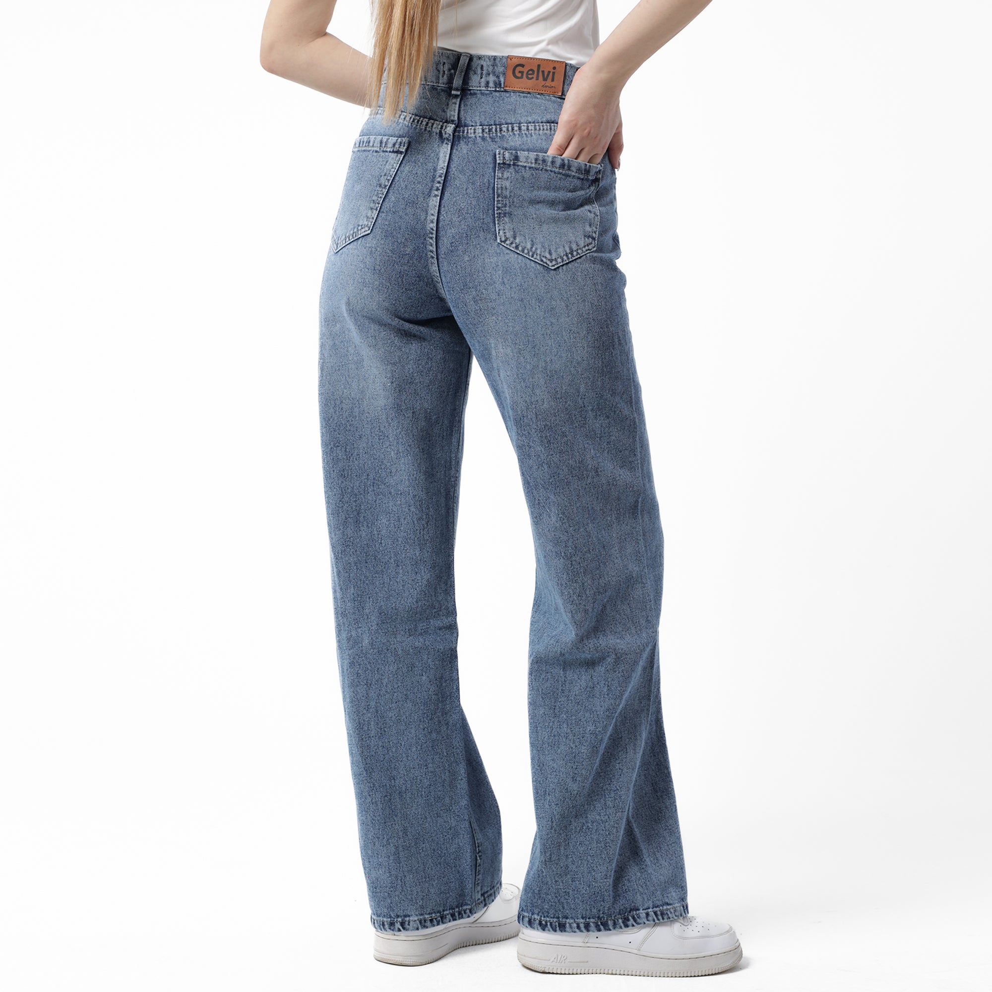 Lined-Wide-Leg Denim--Blue Vintage