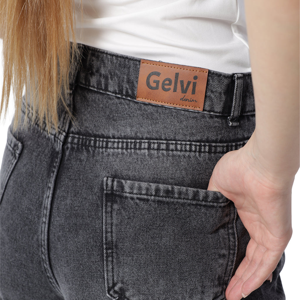 Lined-Wide-Leg Denim--Charcoal Black