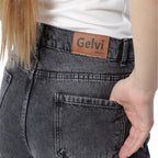 Lined-Wide-Leg Denim--Charcoal Black