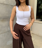 Flowy Wrap Pants - Brown