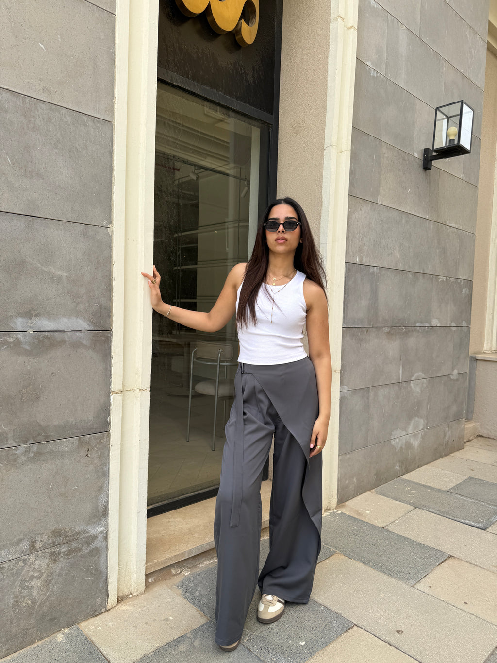 Flowy Wrap Pants - Dark Gray