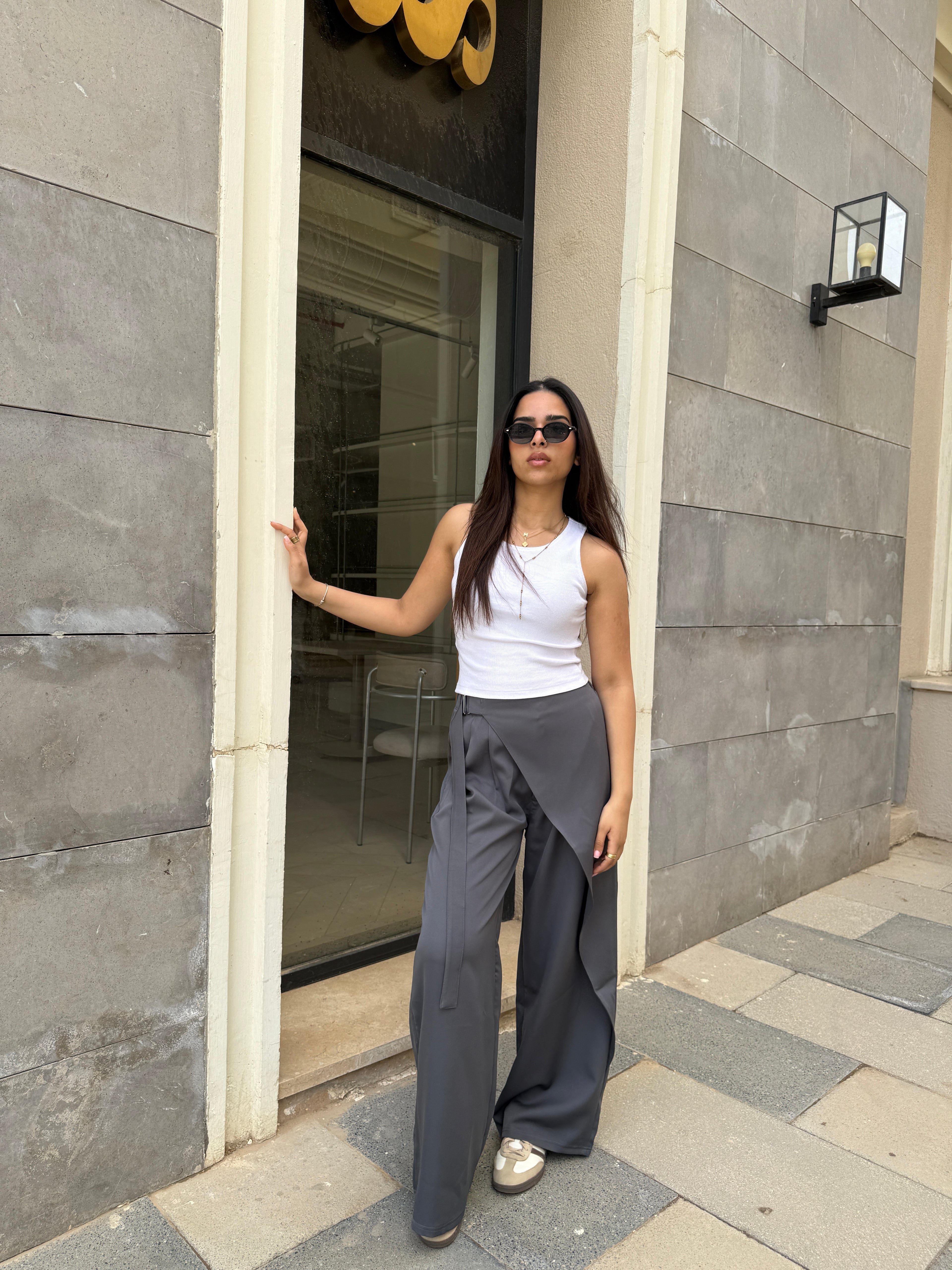 Flowy Wrap Pants - Dark Gray