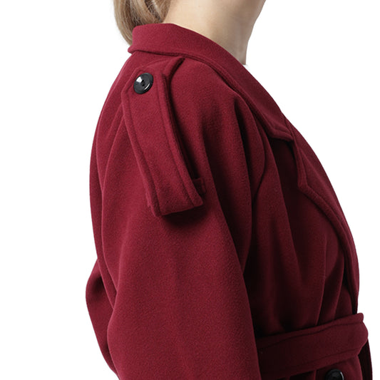Wool Blend Coat Burgundy