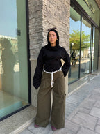 Cargo Wide-Leg Pants - Olive