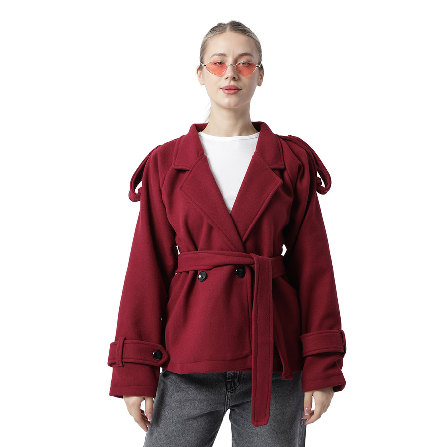 Wool Blend Jacket Burgundy