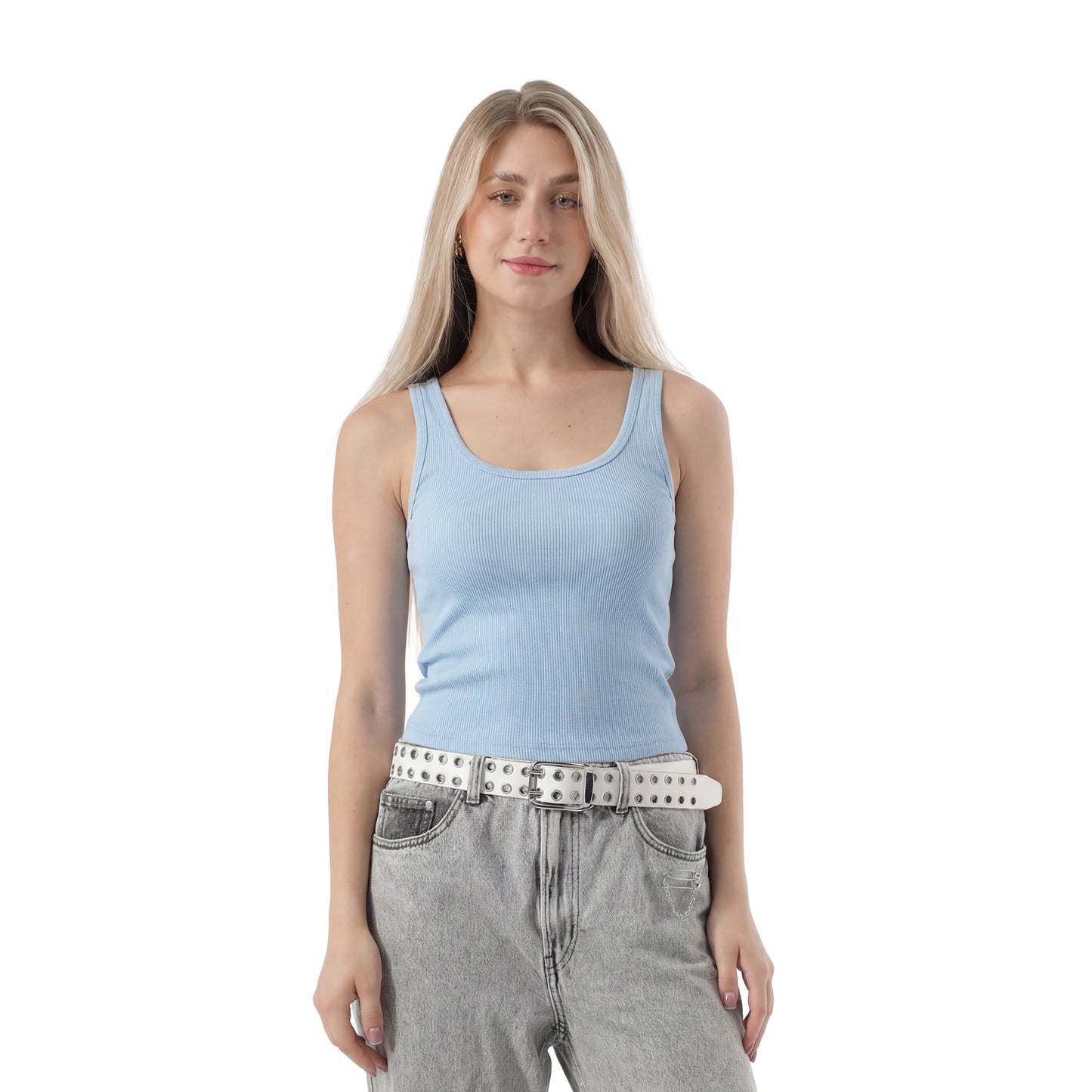 RIBBED TANK TOP WIDE NECK