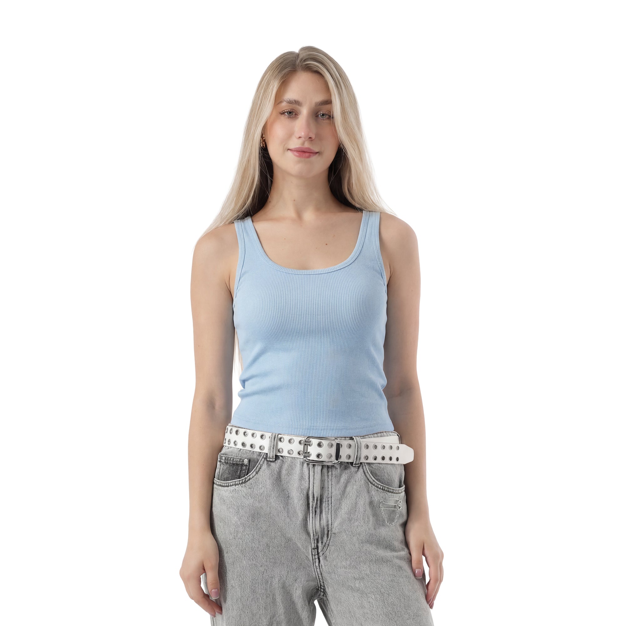 RIBBED TANK TOP WIDE NECK