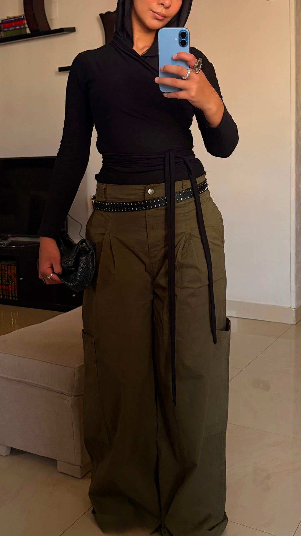 Cargo Wide-Leg Pants - Olive