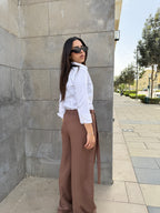 Flowy Wrap Pants - Cafe