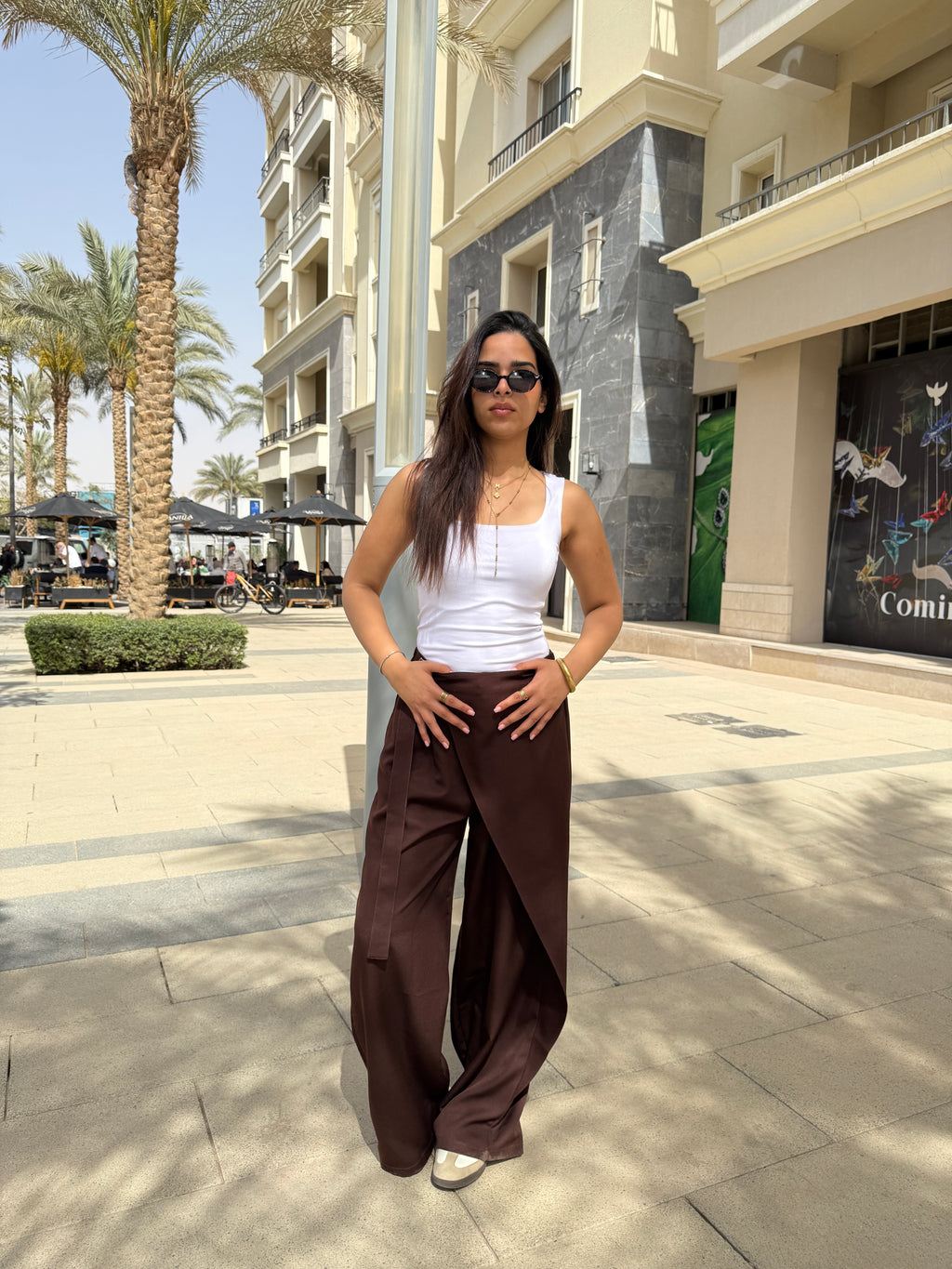 Flowy Wrap Pants - Brown