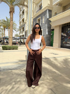 Flowy Wrap Pants - Brown