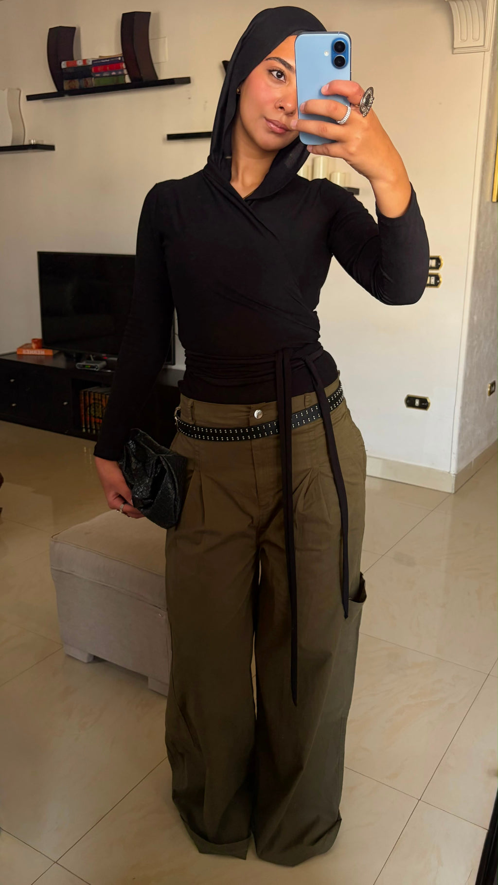 Cargo Wide-Leg Pants - Olive