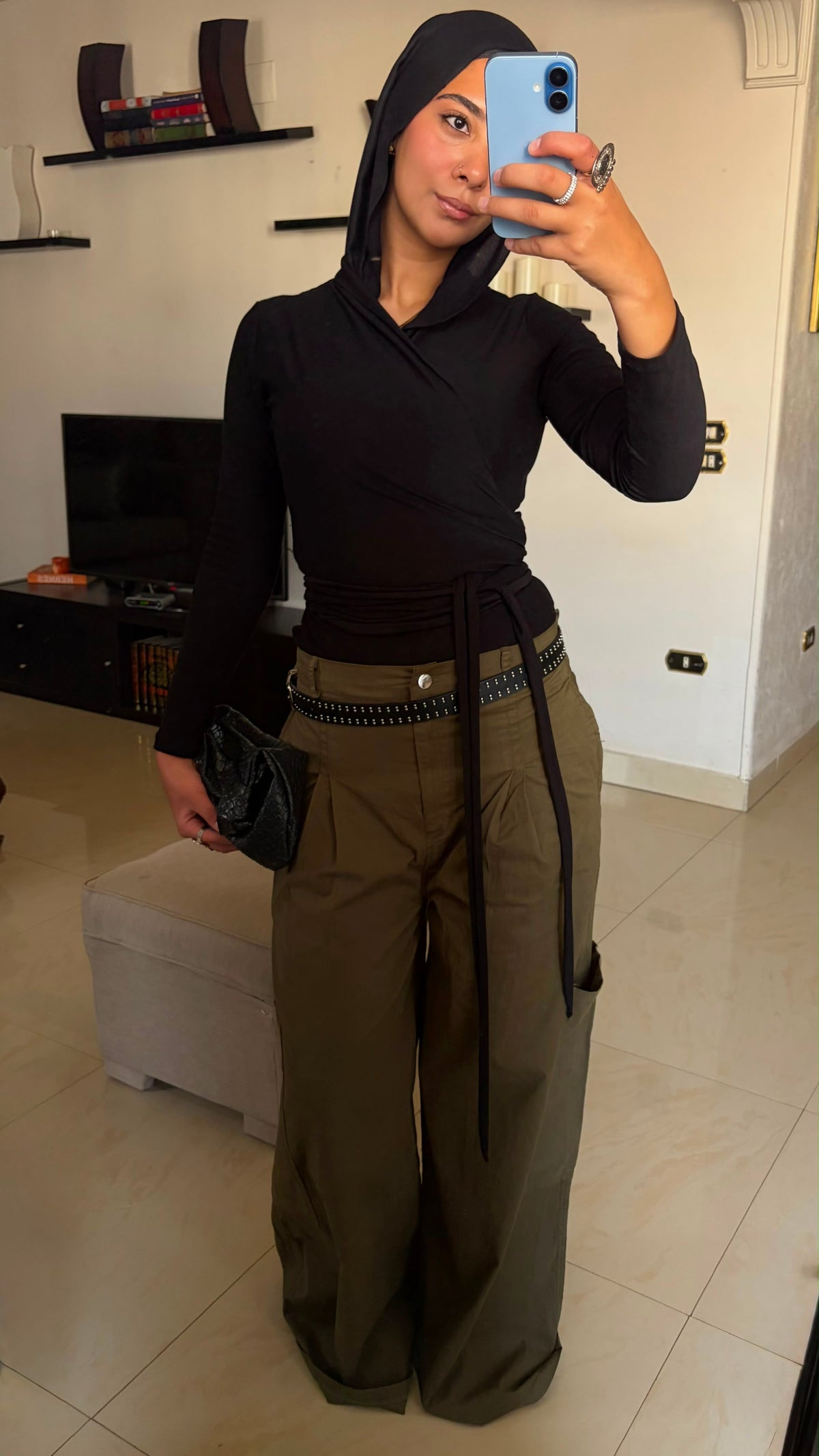 Cargo Wide-Leg Pants - Olive