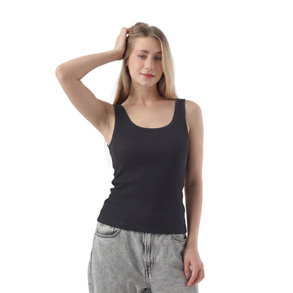 RIBBED TANK TOP WIDE NECK