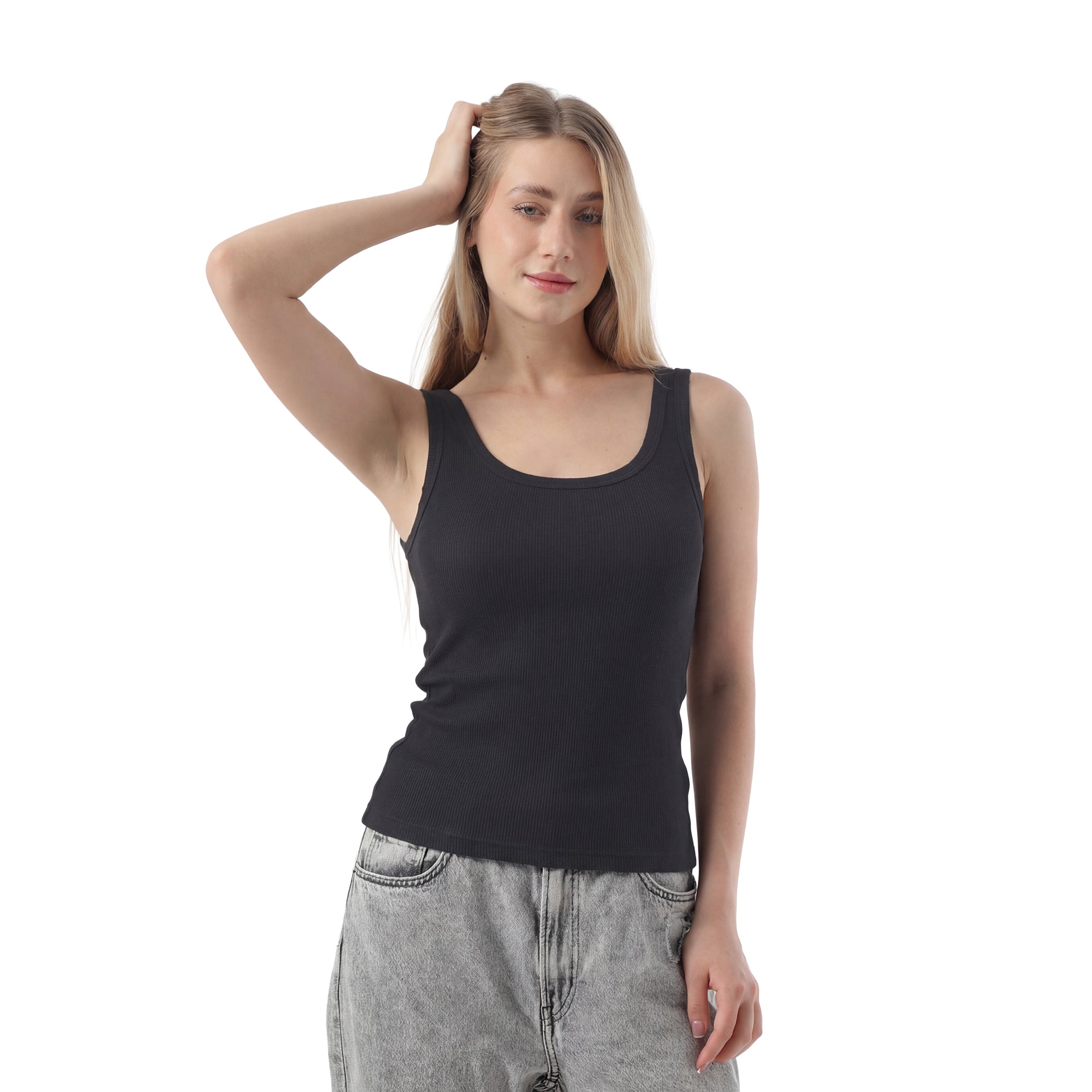 RIBBED TANK TOP WIDE NECK